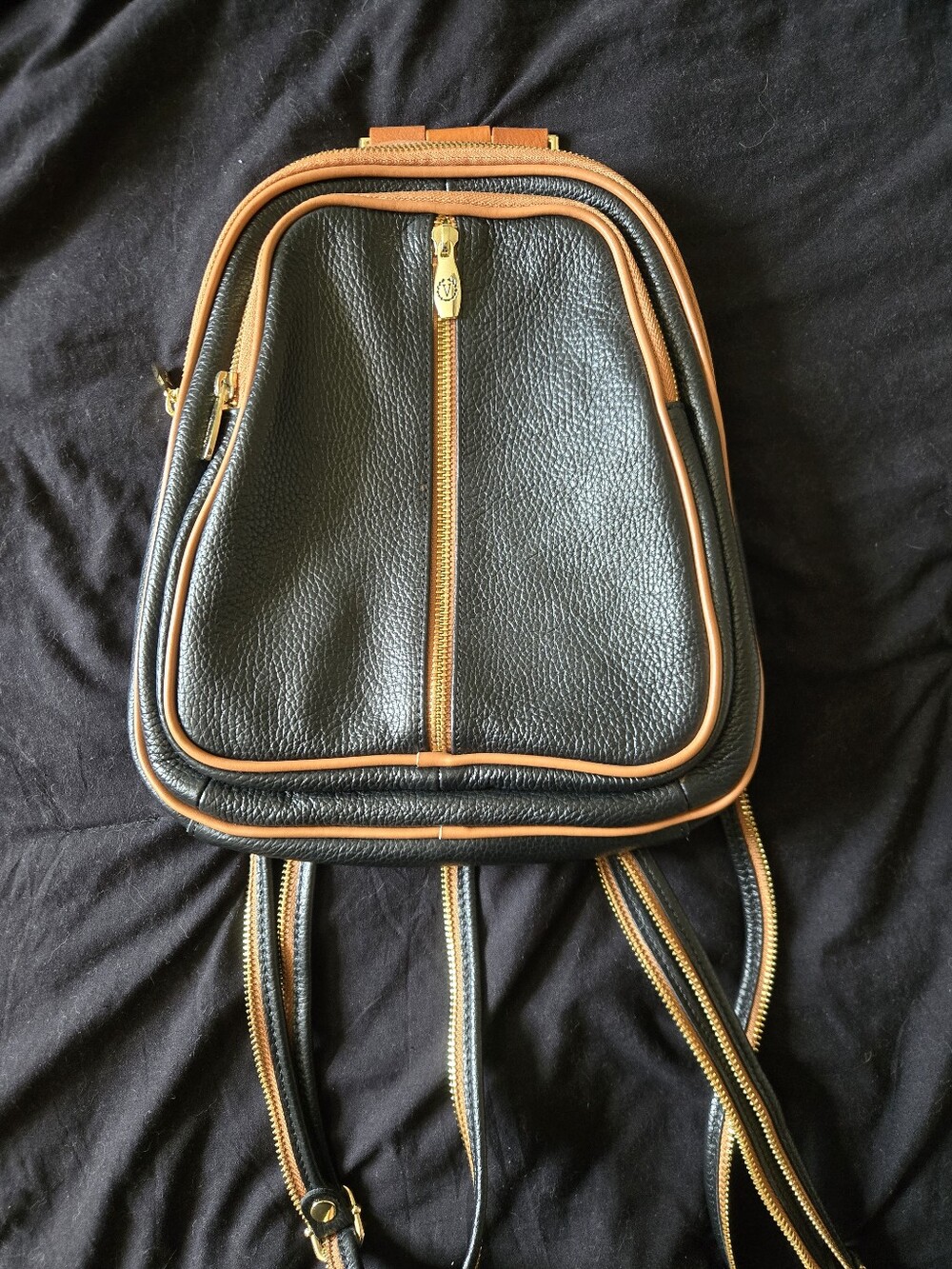 Black and Tan Leather Backpack - Sleek Everyday Carry
